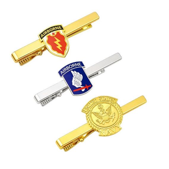 Custom airborne and navy emblem metal tie clips
